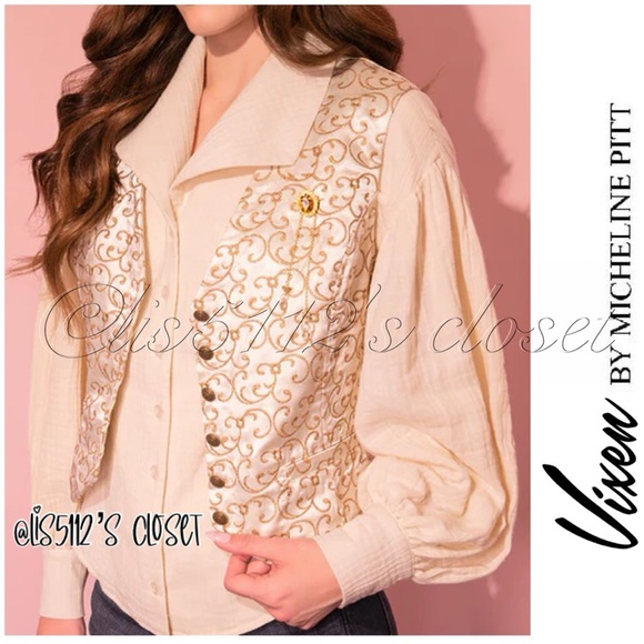 Vixen by Micheline Pitt LABYRINTH™ Sarah Vest with matching Amber Brooch 3X - Picture 1 of 16